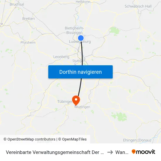 Vereinbarte Verwaltungsgemeinschaft Der Stadt Freiberg am Neckar to Wannweil map
