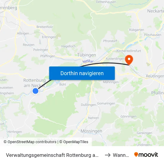 Verwaltungsgemeinschaft Rottenburg am Neckar to Wannweil map