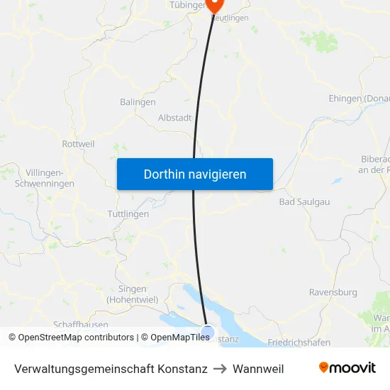 Verwaltungsgemeinschaft Konstanz to Wannweil map