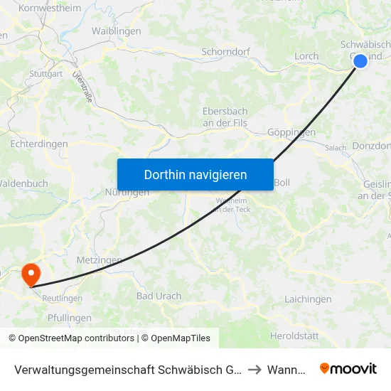Verwaltungsgemeinschaft Schwäbisch Gmünd to Wannweil map