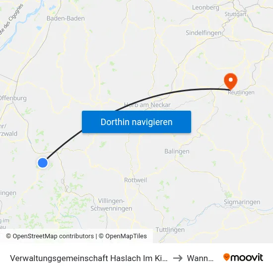 Verwaltungsgemeinschaft Haslach Im Kinzigtal to Wannweil map
