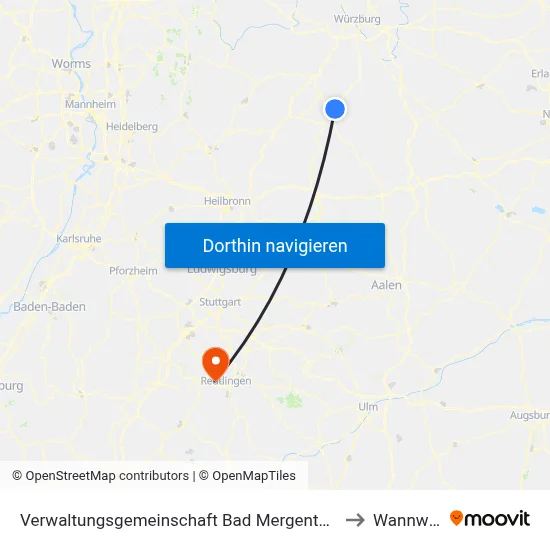 Verwaltungsgemeinschaft Bad Mergentheim to Wannweil map