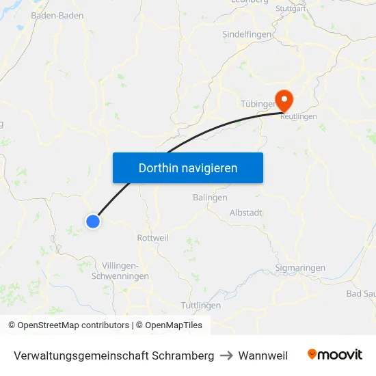 Verwaltungsgemeinschaft Schramberg to Wannweil map