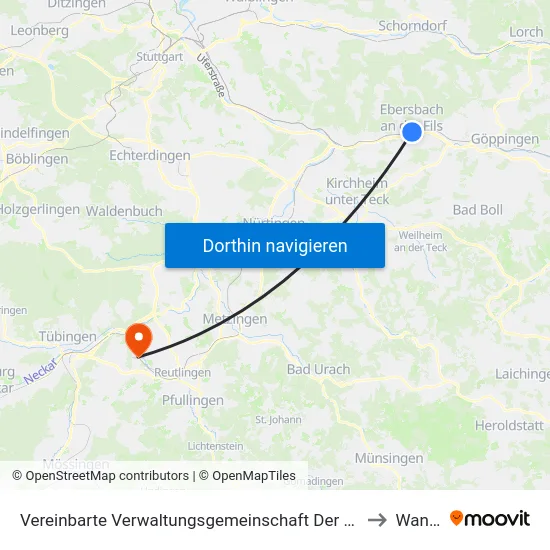 Vereinbarte Verwaltungsgemeinschaft Der Stadt Ebersbach An Der Fils to Wannweil map