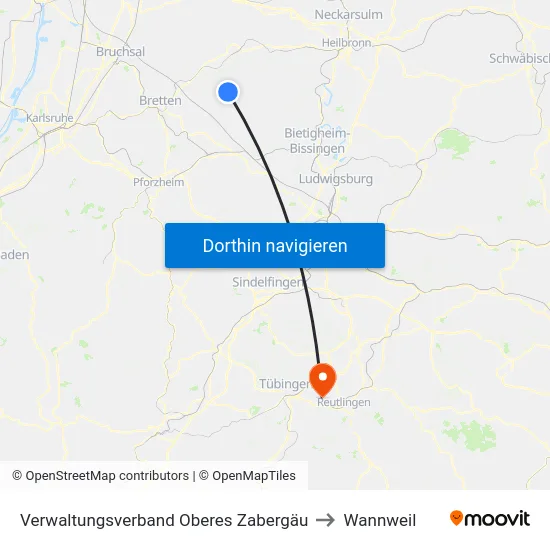 Verwaltungsverband Oberes Zabergäu to Wannweil map