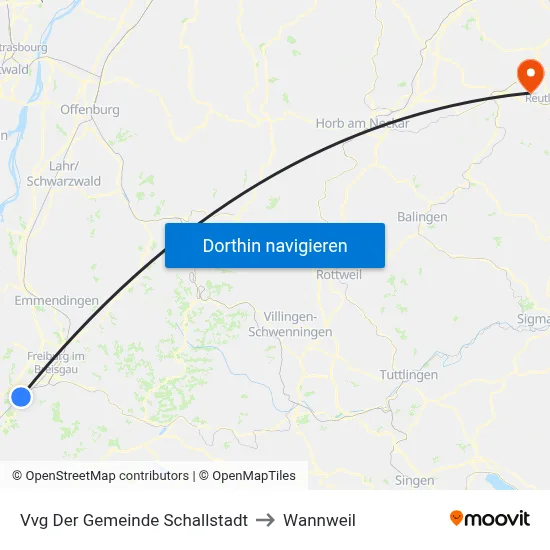 Vvg Der Gemeinde Schallstadt to Wannweil map