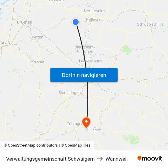 Verwaltungsgemeinschaft Schwaigern to Wannweil map