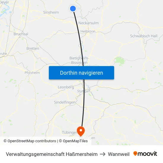 Verwaltungsgemeinschaft Haßmersheim to Wannweil map