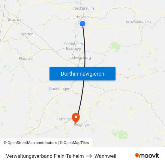 Verwaltungsverband Flein-Talheim to Wannweil map
