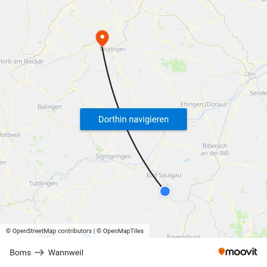 Boms to Wannweil map