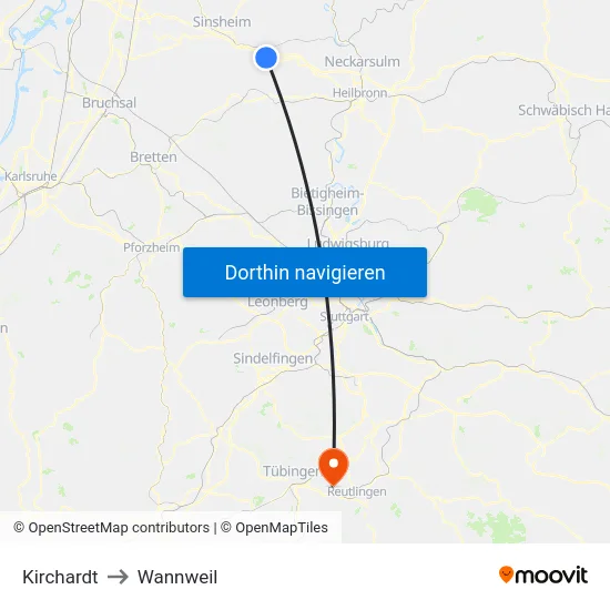 Kirchardt to Wannweil map