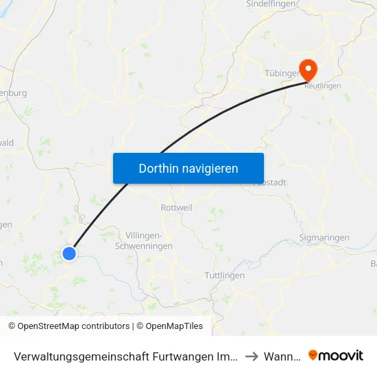 Verwaltungsgemeinschaft Furtwangen Im Schwarzwald to Wannweil map