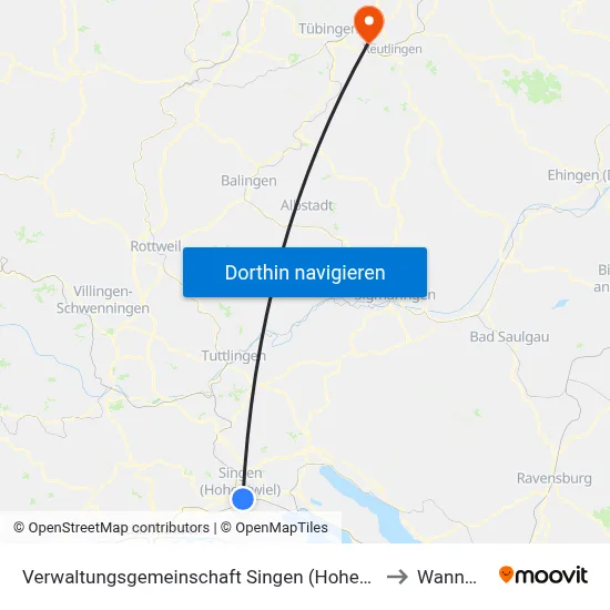 Verwaltungsgemeinschaft Singen (Hohentwiel) to Wannweil map