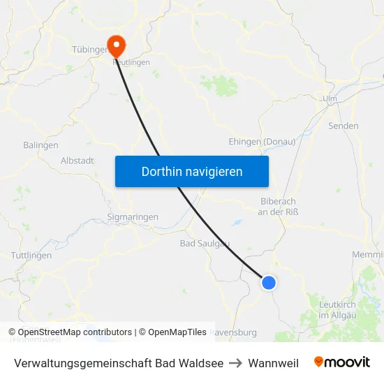 Verwaltungsgemeinschaft Bad Waldsee to Wannweil map