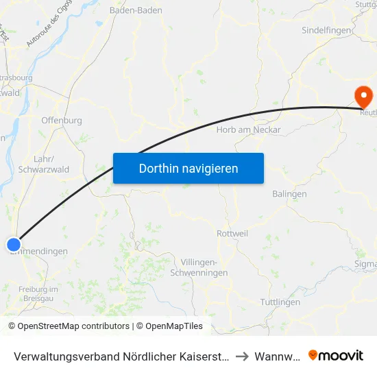 Verwaltungsverband Nördlicher Kaiserstuhl to Wannweil map