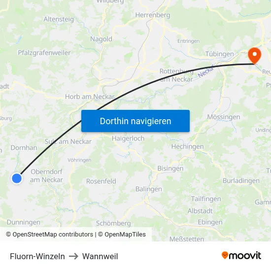 Fluorn-Winzeln to Wannweil map