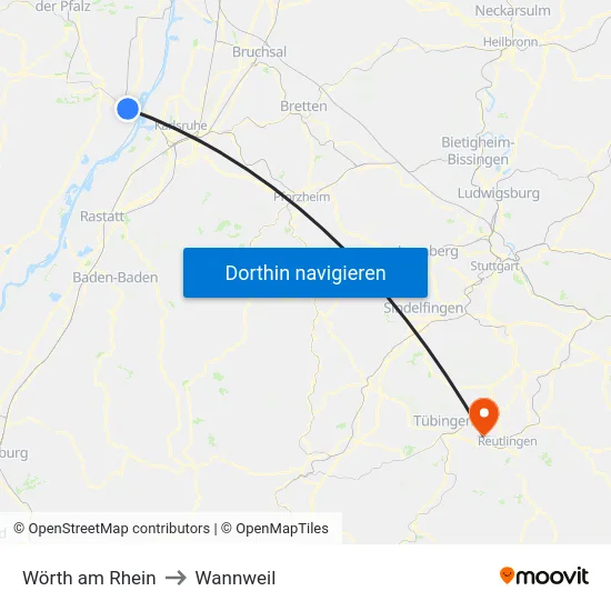 Wörth am Rhein to Wannweil map