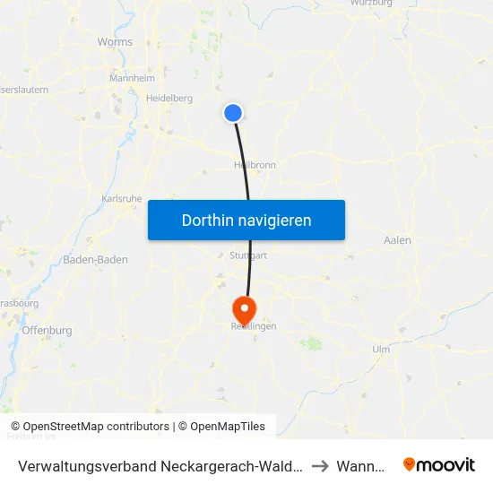 Verwaltungsverband Neckargerach-Waldbrunn to Wannweil map