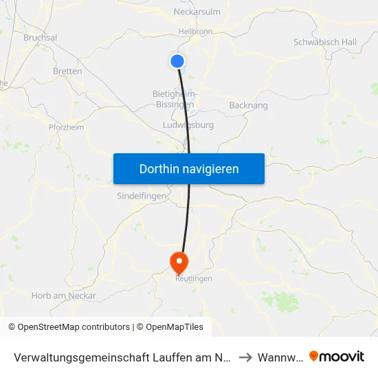 Verwaltungsgemeinschaft Lauffen am Neckar to Wannweil map