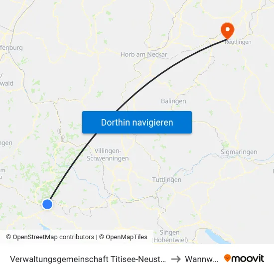 Verwaltungsgemeinschaft Titisee-Neustadt to Wannweil map