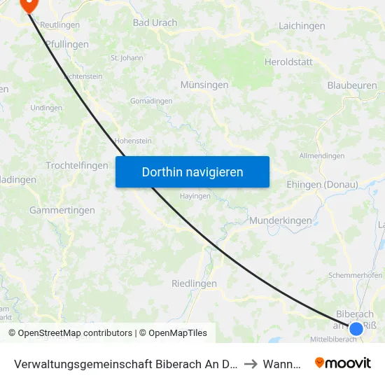Verwaltungsgemeinschaft Biberach An Der Riß to Wannweil map