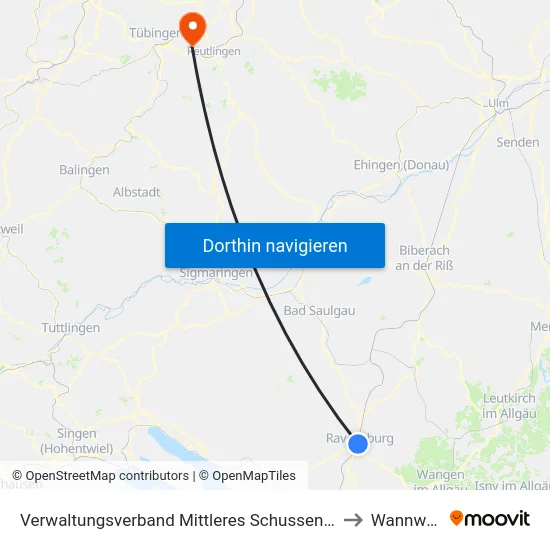 Verwaltungsverband Mittleres Schussental to Wannweil map