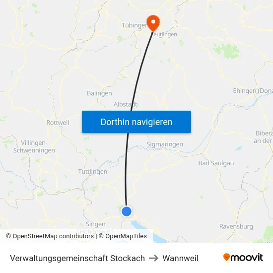 Verwaltungsgemeinschaft Stockach to Wannweil map