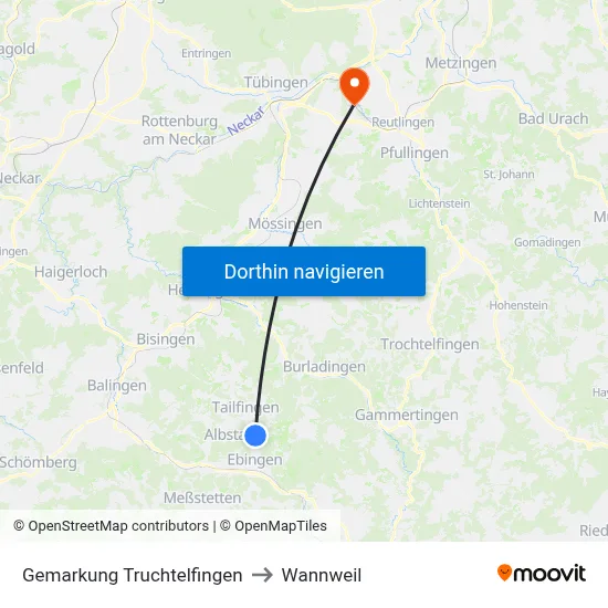 Gemarkung Truchtelfingen to Wannweil map