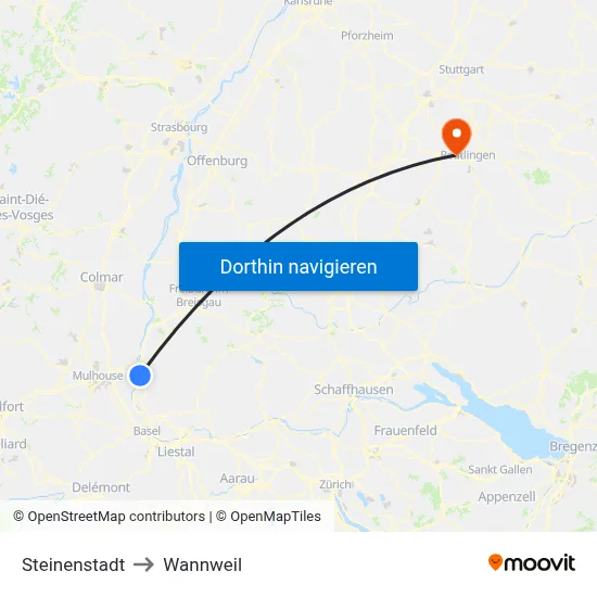 Steinenstadt to Wannweil map