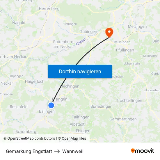 Gemarkung Engstlatt to Wannweil map