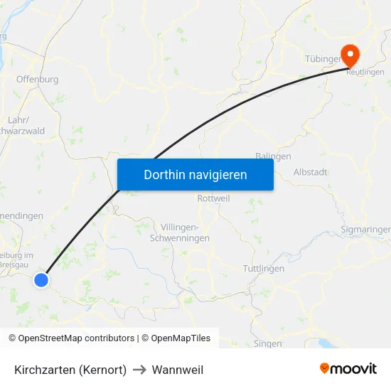 Kirchzarten (Kernort) to Wannweil map