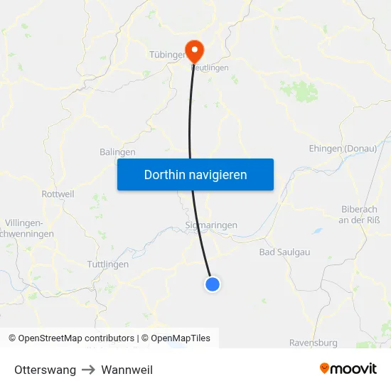 Otterswang to Wannweil map