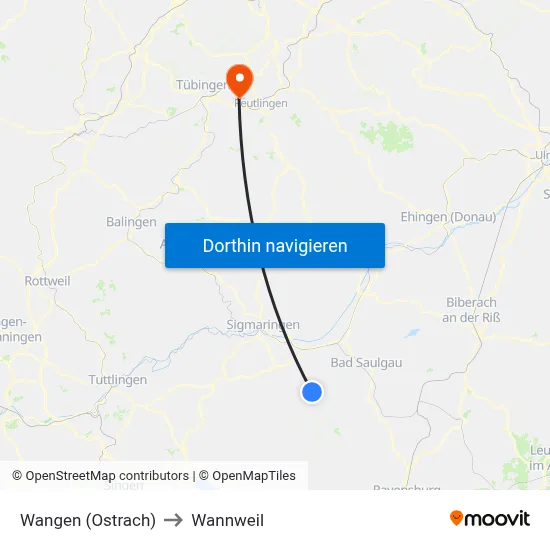 Wangen (Ostrach) to Wannweil map