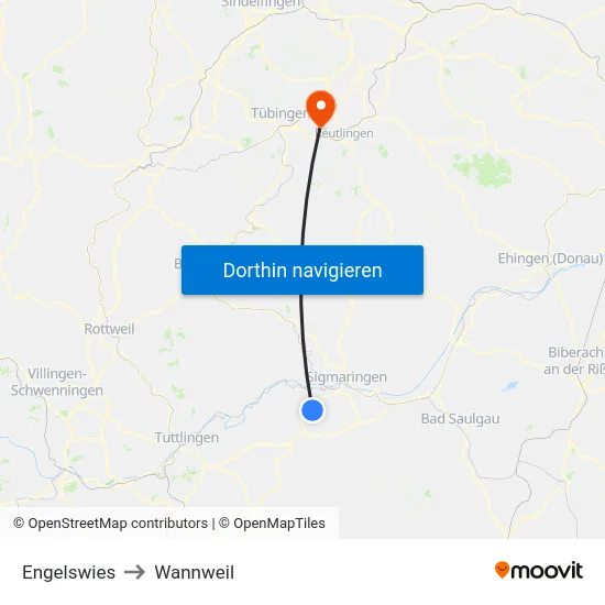 Engelswies to Wannweil map