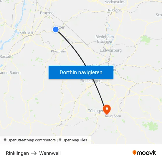Rinklingen to Wannweil map