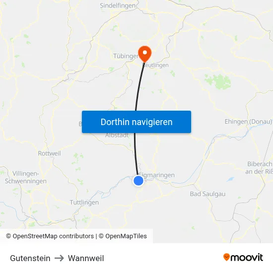 Gutenstein to Wannweil map