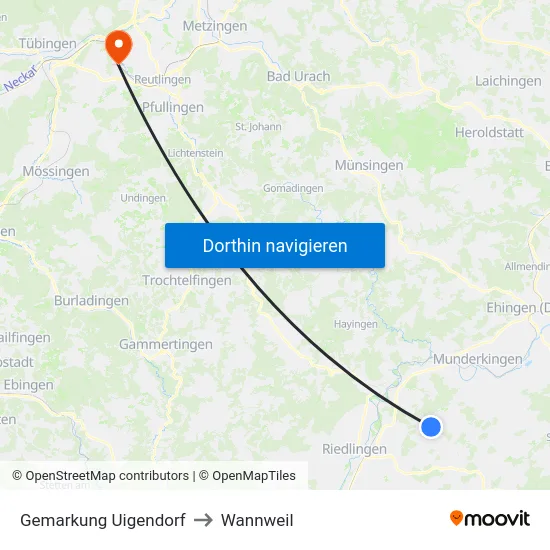 Gemarkung Uigendorf to Wannweil map