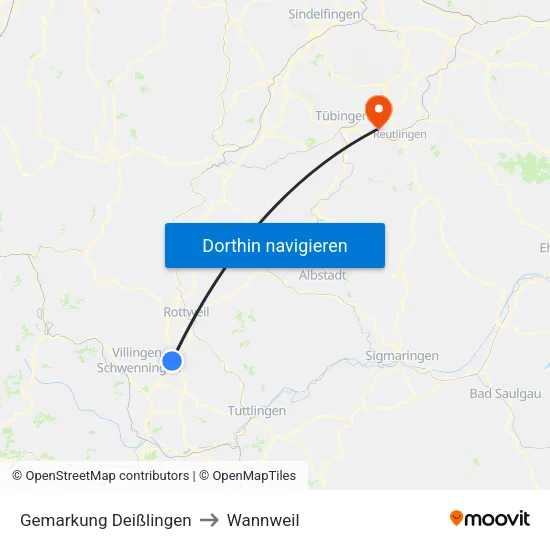 Gemarkung Deißlingen to Wannweil map