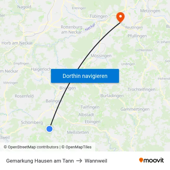 Gemarkung Hausen am Tann to Wannweil map