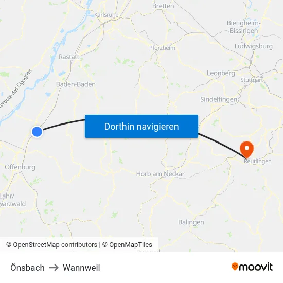 Önsbach to Wannweil map