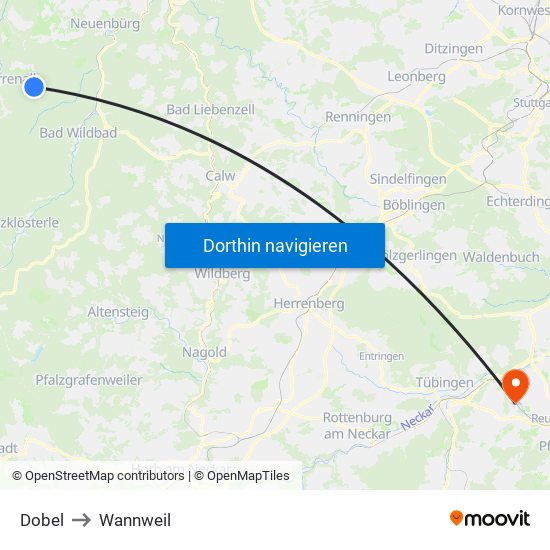 Dobel to Wannweil map