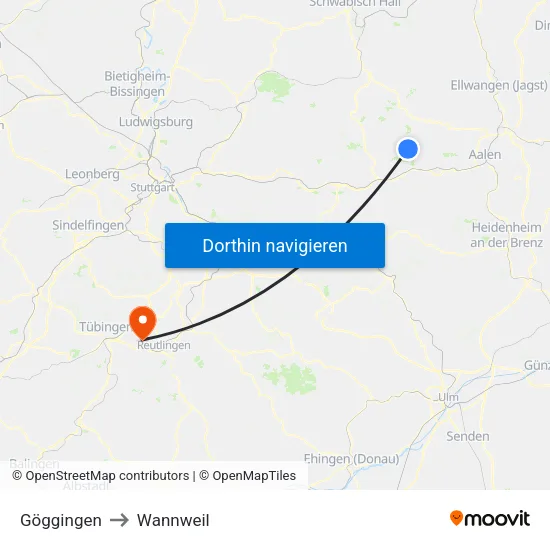 Göggingen to Wannweil map