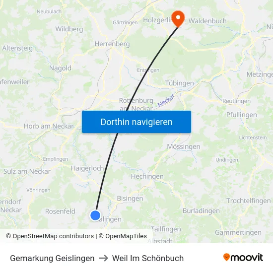 Gemarkung Geislingen to Weil Im Schönbuch map
