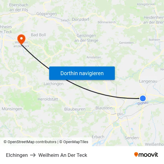Elchingen to Weilheim An Der Teck map