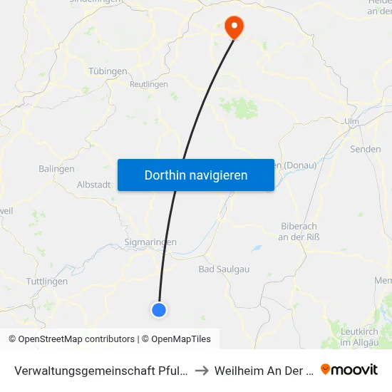 Verwaltungsgemeinschaft Pfullendorf to Weilheim An Der Teck map