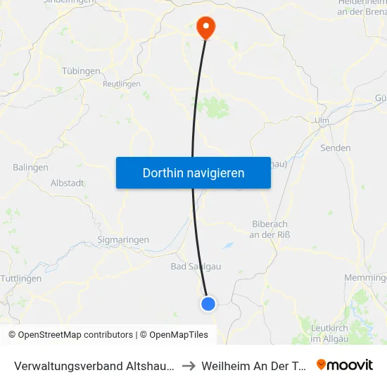 Verwaltungsverband Altshausen to Weilheim An Der Teck map