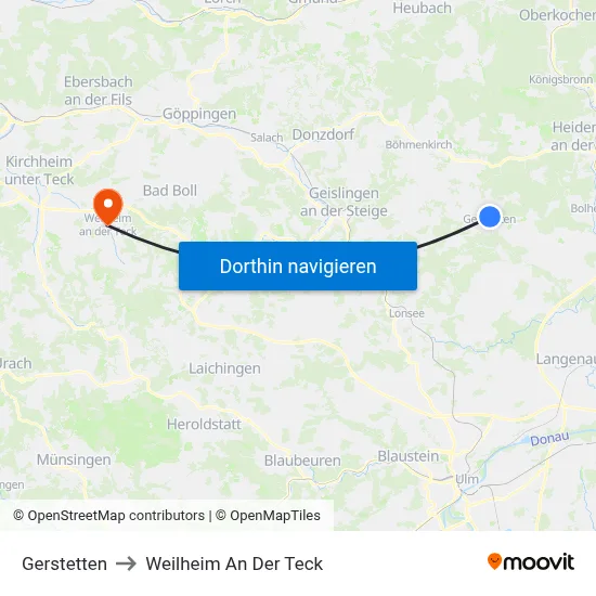 Gerstetten to Weilheim An Der Teck map