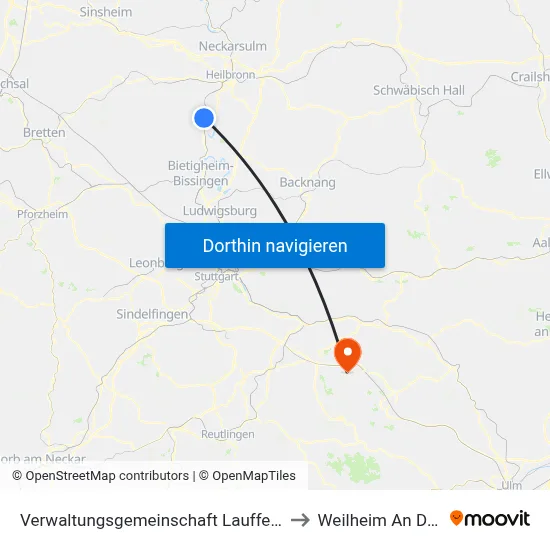 Verwaltungsgemeinschaft Lauffen am Neckar to Weilheim An Der Teck map