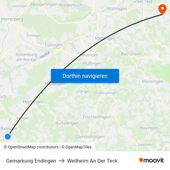 Gemarkung Endingen to Weilheim An Der Teck map