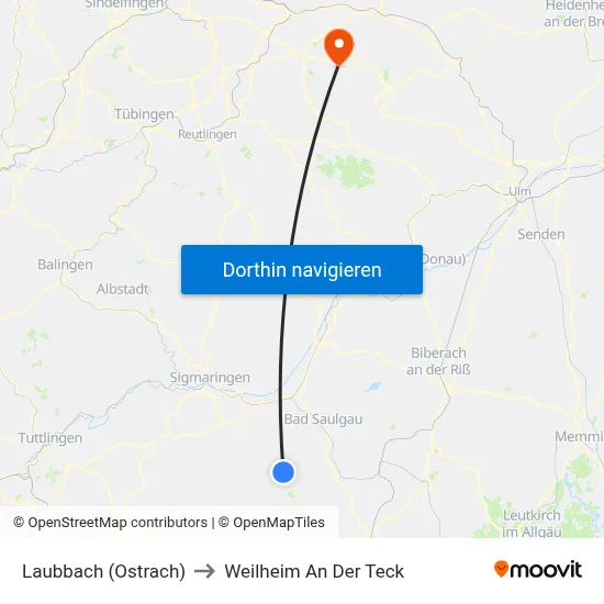 Laubbach (Ostrach) to Weilheim An Der Teck map
